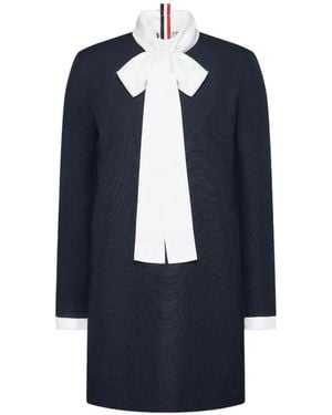 Thom Browne High Wool Suiting Shift Dress - Blue
