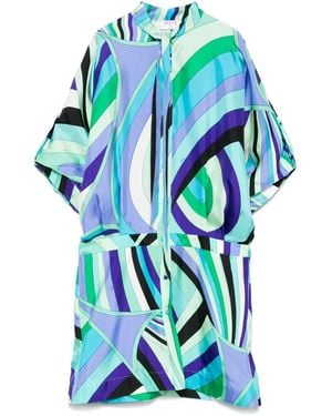 Emilio Pucci Robe À Motif Abstrait - Bleu