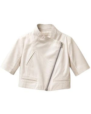 Yigal Azrouël Cropped Short-Sleeve Jacket - Natural