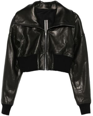 Rick Owens Drop-Shoulder Leather Jacket - Black