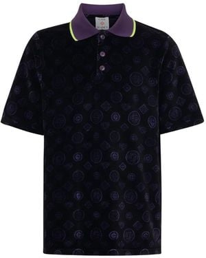 CASABLANCA Monogram-Pattern Polo Shirt - Black