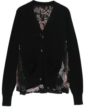 Sacai Paisley Panel Cardigan - Black