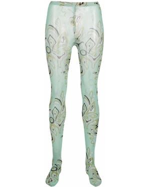 PUCCI Africana-Print Elasticated-Waist Tights - Green
