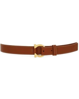 Ferragamo Stitched Gancini Belt - White