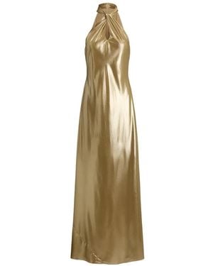 Ralph Lauren Twist-Front Metallic Maxi Gown