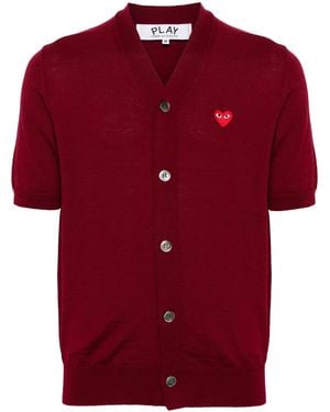 COMME DES GARÇONS PLAY V-Neck Wool Cardigan - Red