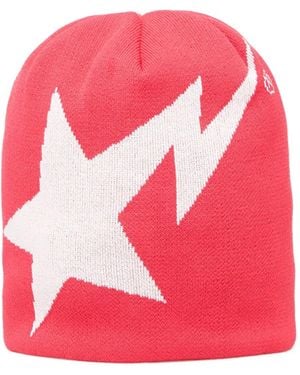 A Bathing Ape Star Lightning-Motif Beanie Hat - Pink