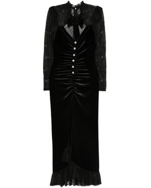 Nissa Midikleid mit Spitzenbesatz - Schwarz