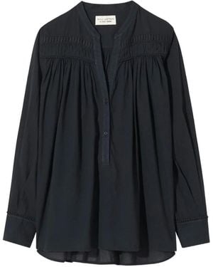 Nili Lotan Clarys Pleated Blouse - Blue