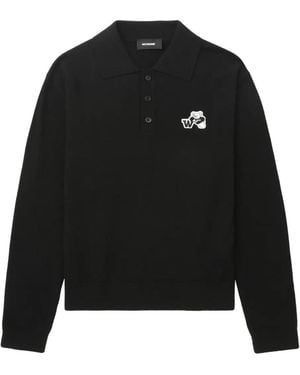 we11done Jersey bordado con cuello de polo - Negro
