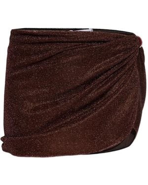 Oséree Draped Embellished Skirt - Brown