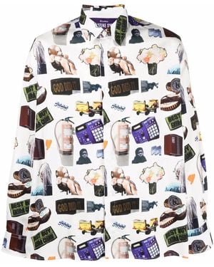 Etudes Studio Camicia Illusion Con Stampa - Bianco