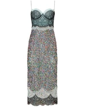 Costarellos Lindra Lace Sequined Midi Dress - White