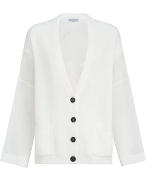 Brunello Cucinelli Ribbed Cardigan - White