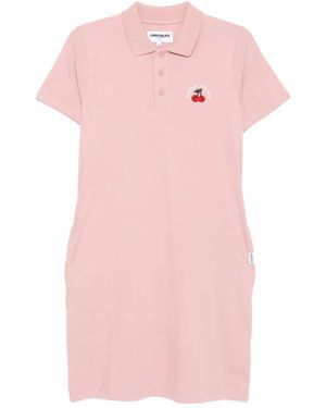 Chocoolate Logo-Embroidered Polo Dress - Pink