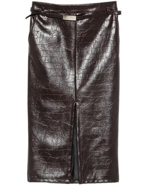 Imperial Jupe Mi-Longue Ceinturée À Embossage Façon Croco - Multicolour
