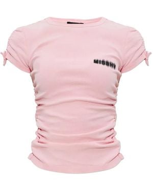 MISBHV Ruched-Detail T-Shirt - Pink
