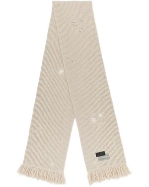 MM6 by Maison Martin Margiela Ribbed Frayed-Edge Scarf - Weiß