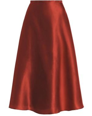 Alberta Ferretti Silk Midi Skirt - Red