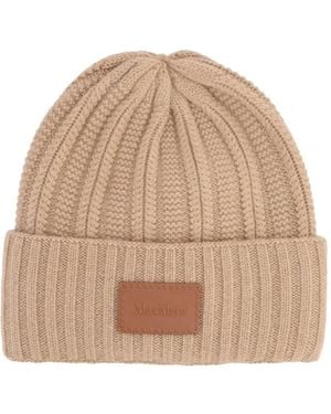 Max Mara Ribbed Logo-patch Beanies - ナチュラル