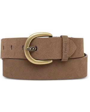 Twinset Engraved-Buckle Suede Belt - Brown