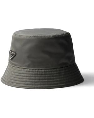 Prada Fischerhut Mit Logo-Schild - Schwarz