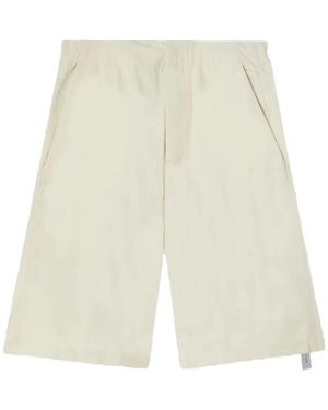 Oamc Peacemaker Elasticated-Waistband Patch-Pocket Shorts - White