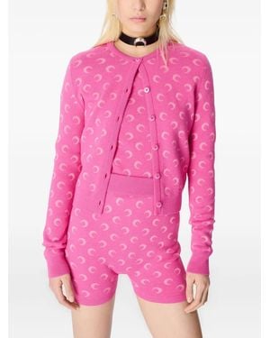 Marine Serre Moon-Jacquard Knitted Shorts - Pink