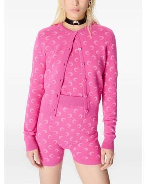 Marine Serre Moon-Jacquard Knitted Shorts - Pink
