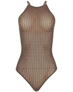 Wolford Daisy Net Bodysuit - Brown