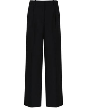 Anine Bing Pleated Wide-Leg Trousers - Black