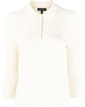 Rag & Bone Pacey Ribbed-Knit Polo Top - White
