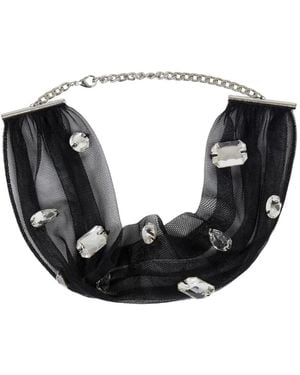 David Koma Crystal-Embellished Tulle Choker - Black