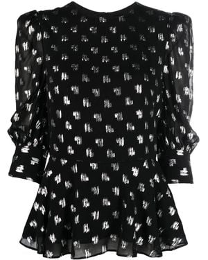 Karl Lagerfeld モノグラムパターン フレアブラウス - ブラック