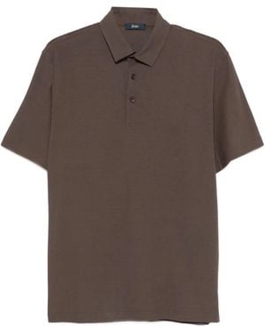 Herno Button-Up Polo Shirt - Brown