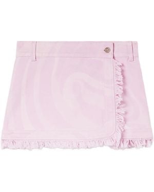 PUCCI Gonna Denim Con Stampa Marmo - Rosa