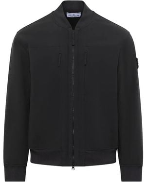 Stone Island Soft-Shell Bomber Jacket - Black