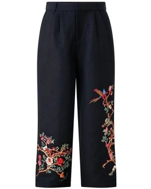 CAMILLA Embroidered Tailored Lounge Trousers - Blue