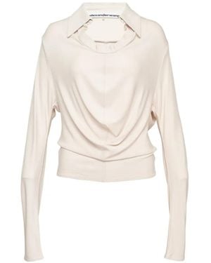 Alexander Wang Cowl-Neck Draped Top - White