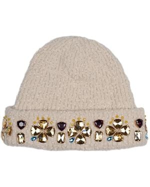 Melrose High X Lotto Crown Of Cairo Crystal-Embellished Beanie Hat - Natural