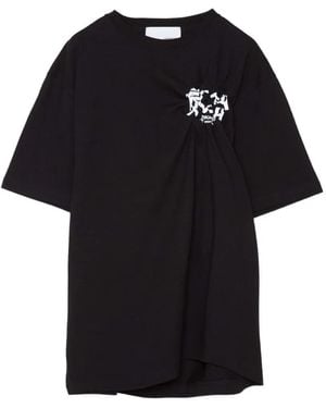 Yoshio Kubo Twisted-Detail Logo-Print T-Shirt - Black