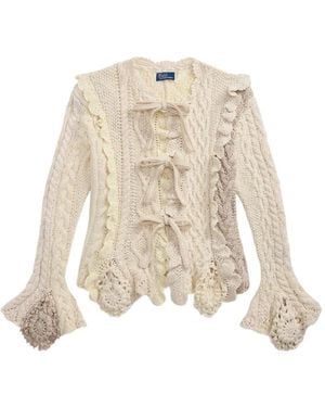 Polo Ralph Lauren Knitted Ruffle-Detail Cardigan - White
