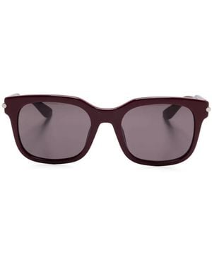 McQueen T-bar Rectangular Sunglasses - Red