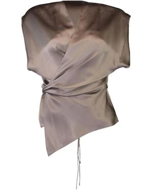 The Sei Wrap-design satin blouse - Grau