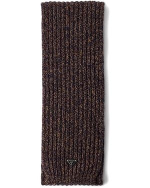 Prada Écharpe En Maille Côtelée - Brown