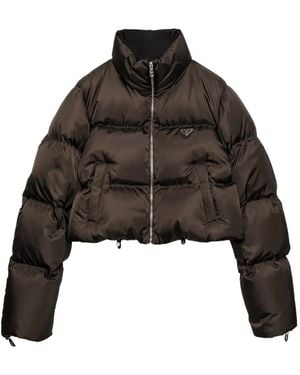 Prada Cropped Re-Nylon Down Jacket - Black
