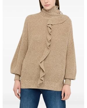 Liu Jo Pullover mit Rüschendetail - Natur