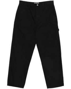 Stussy Straight-Leg Logo-Patch Pants - Black