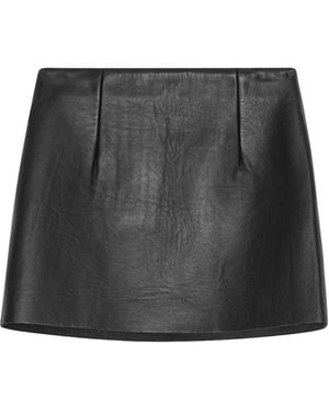 Remain Zip-Front Leather Mini Skirt - Black