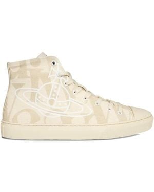 Vivienne Westwood Orb-Print High-Top Trainers - Natural